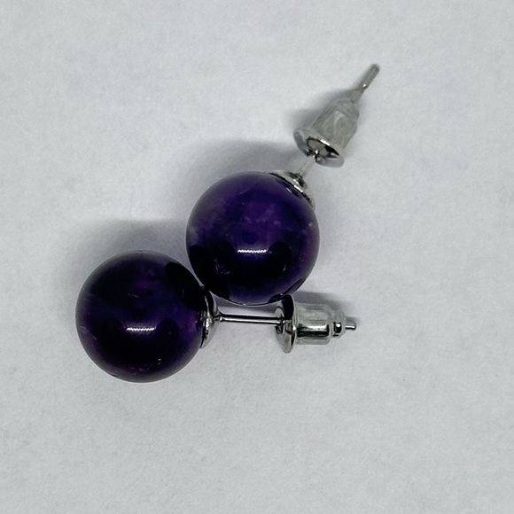 Amethyst earrings stud - Picture 4 of 9
